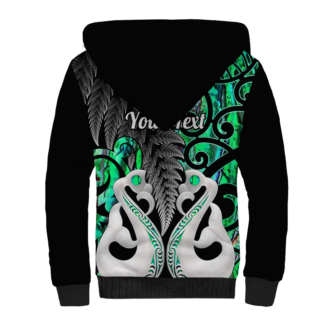 Personalised New Zealand Sherpa Hoodie Te Manaia Mangopare Maori And Fern Green Style - Wonder Print Shop