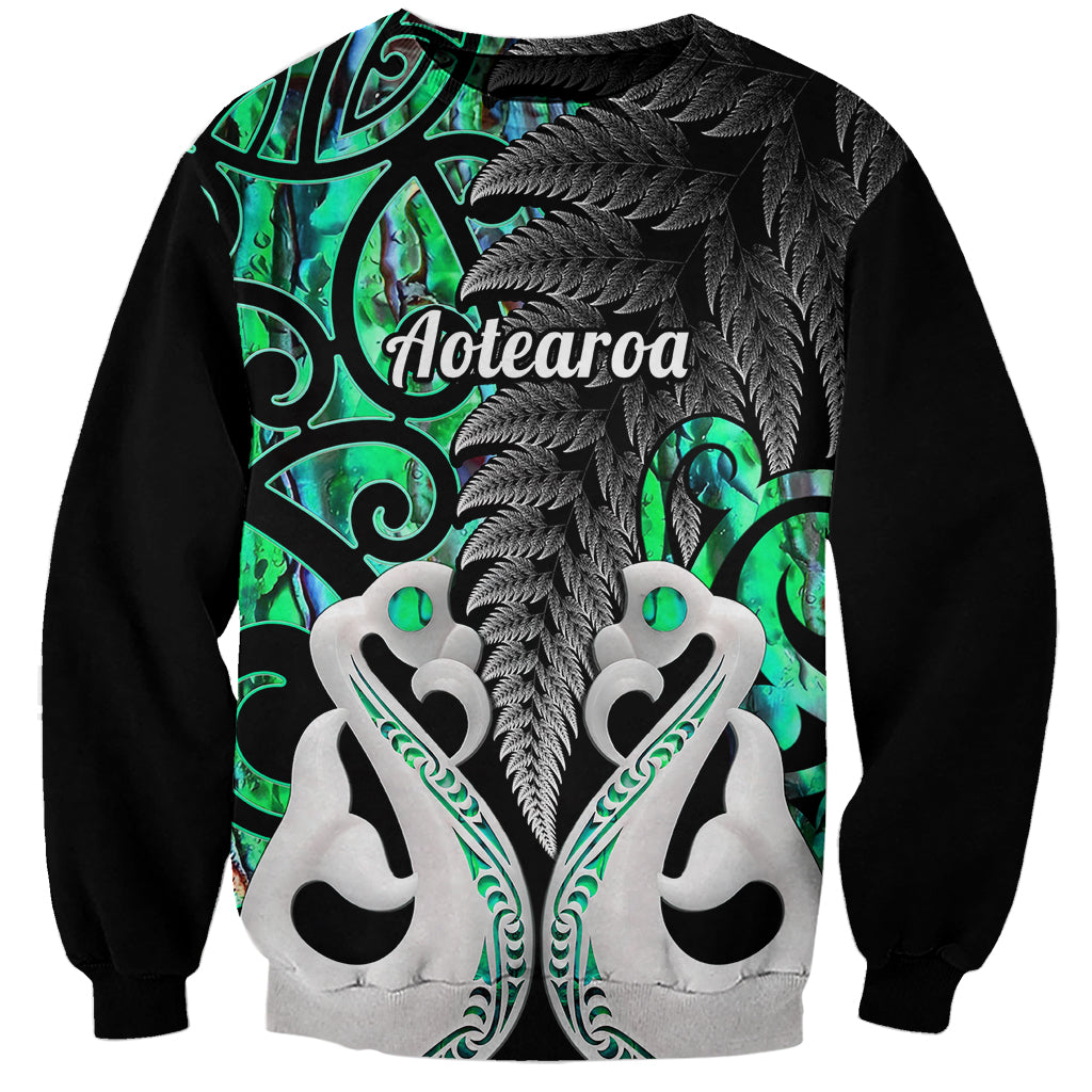 Personalised New Zealand Sweatshirt Te Manaia Mangopare Maori And Fern Green Style - Wonder Print Shop