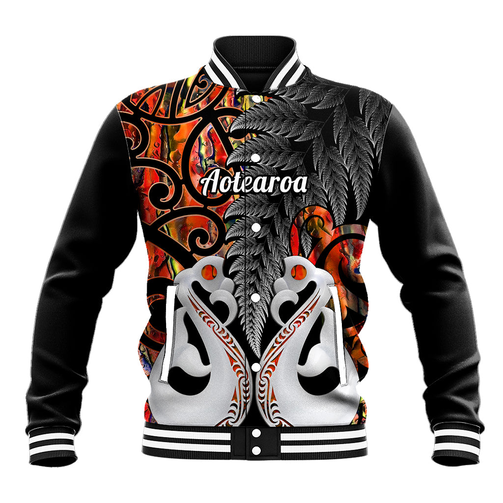 Personalised New Zealand Baseball Jacket Te Manaia Mangopare Maori And Fern Orange Style - Wonder Print Shop