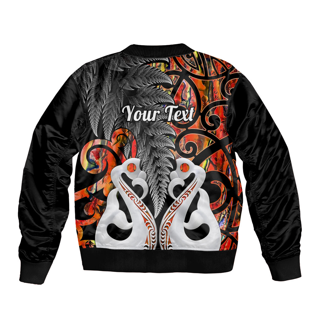 Personalised New Zealand Bomber Jacket Te Manaia Mangopare Maori And Fern Orange Style - Wonder Print Shop