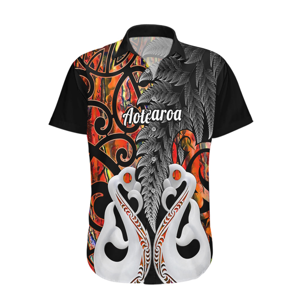 Personalised New Zealand Hawaiian Shirt Te Manaia Mangopare Maori And Fern Orange Style - Wonder Print Shop