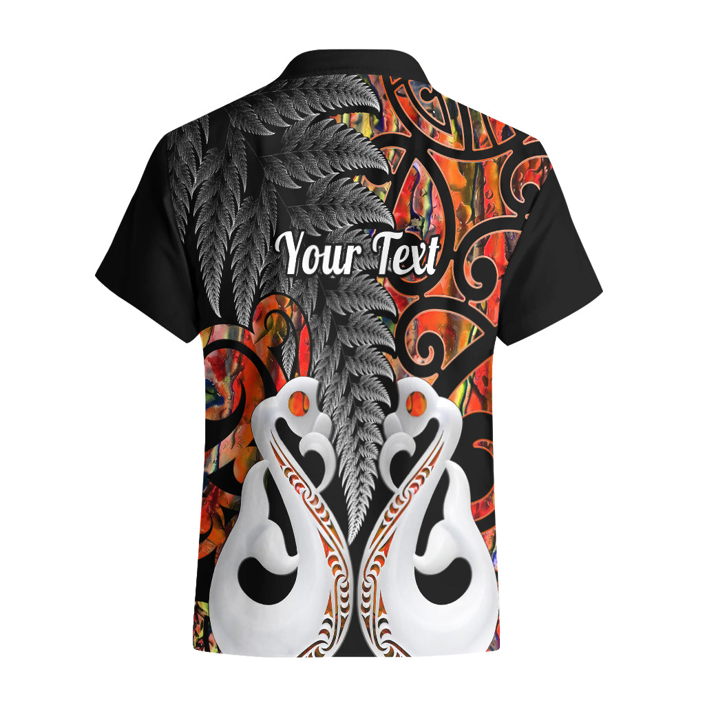 Personalised New Zealand Hawaiian Shirt Te Manaia Mangopare Maori And Fern Orange Style - Wonder Print Shop