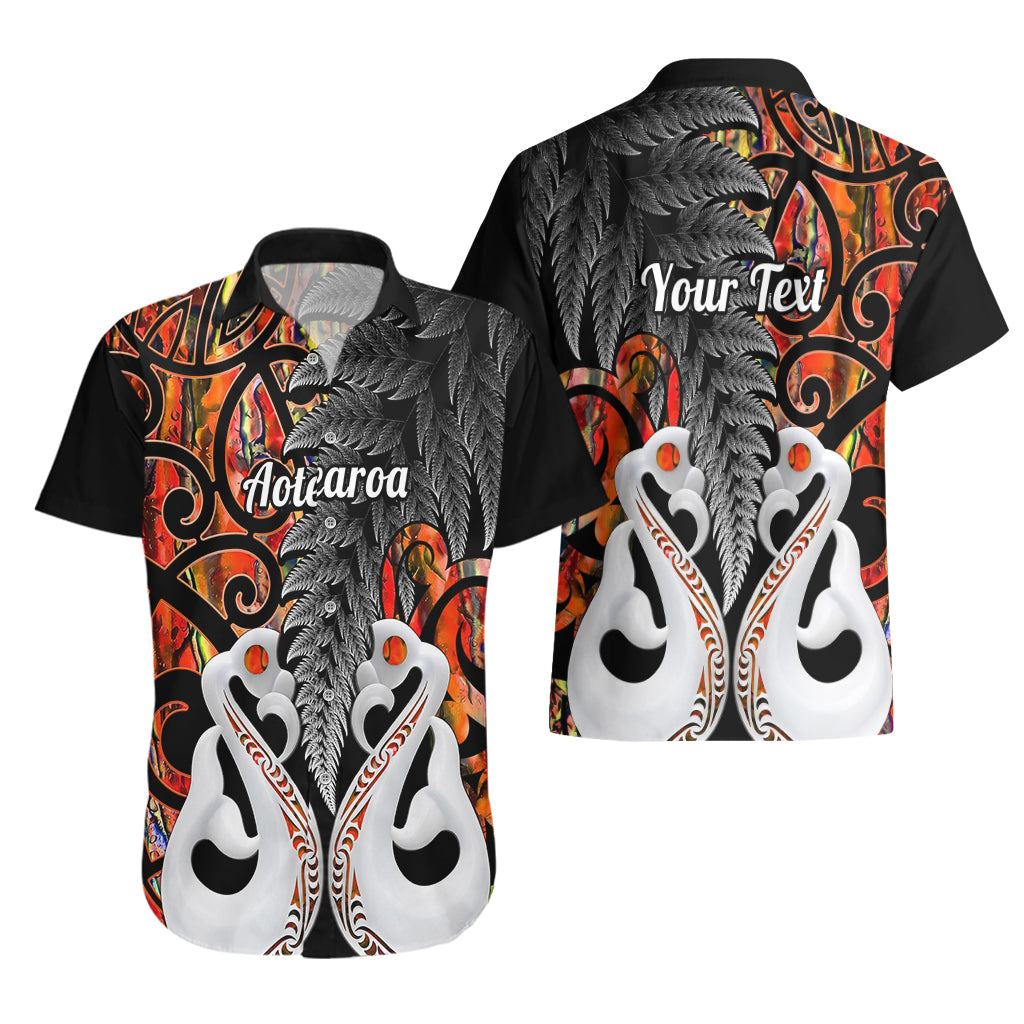 Personalised New Zealand Hawaiian Shirt Te Manaia Mangopare Maori And Fern Orange Style - Wonder Print Shop