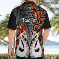 Personalised New Zealand Hawaiian Shirt Te Manaia Mangopare Maori And Fern Orange Style - Wonder Print Shop