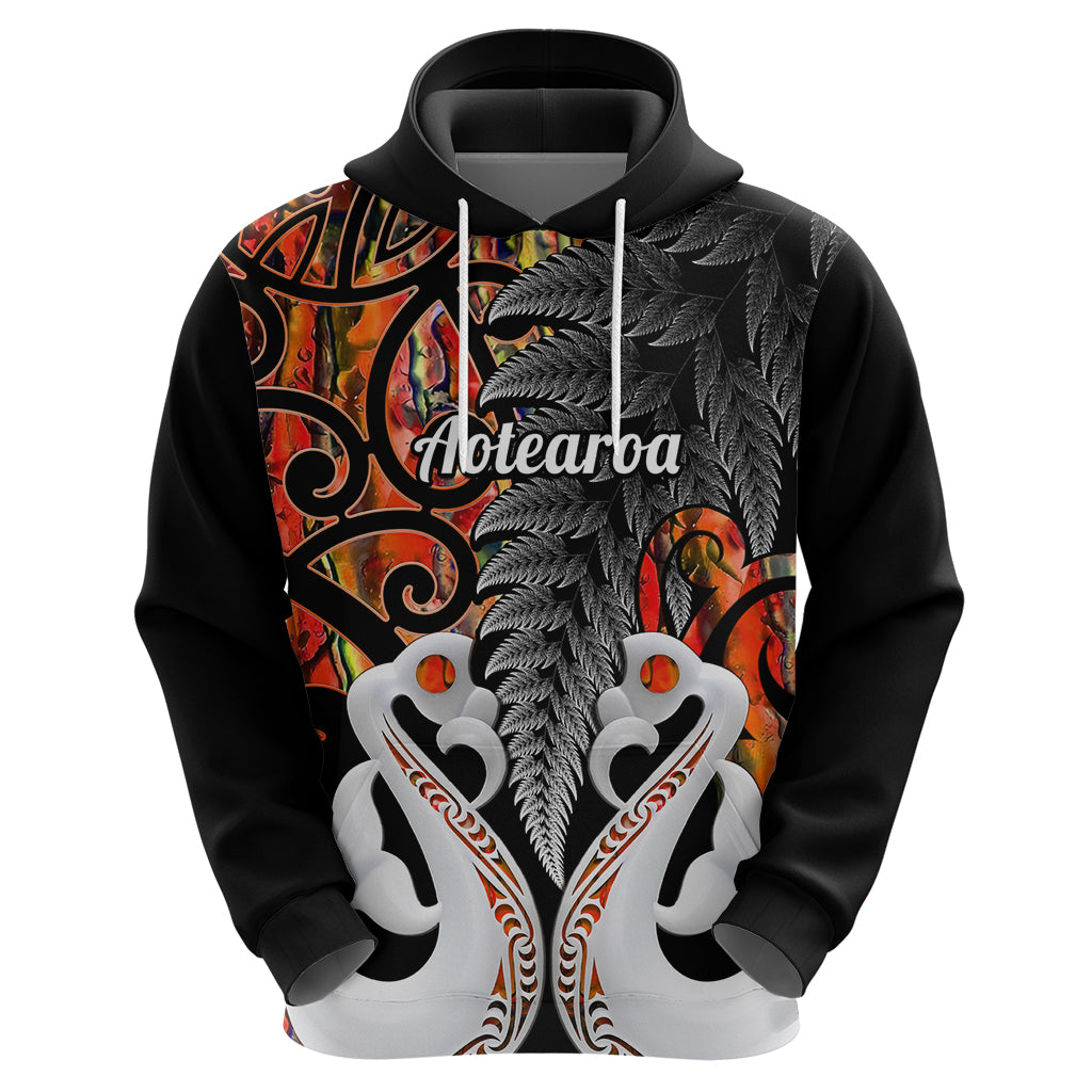 Custom New Zealand Hoodie Te Manaia Mangopare Maori And Fern Orange Style - Wonder Print Shop
