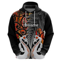 Custom New Zealand Hoodie Te Manaia Mangopare Maori And Fern Orange Style - Wonder Print Shop