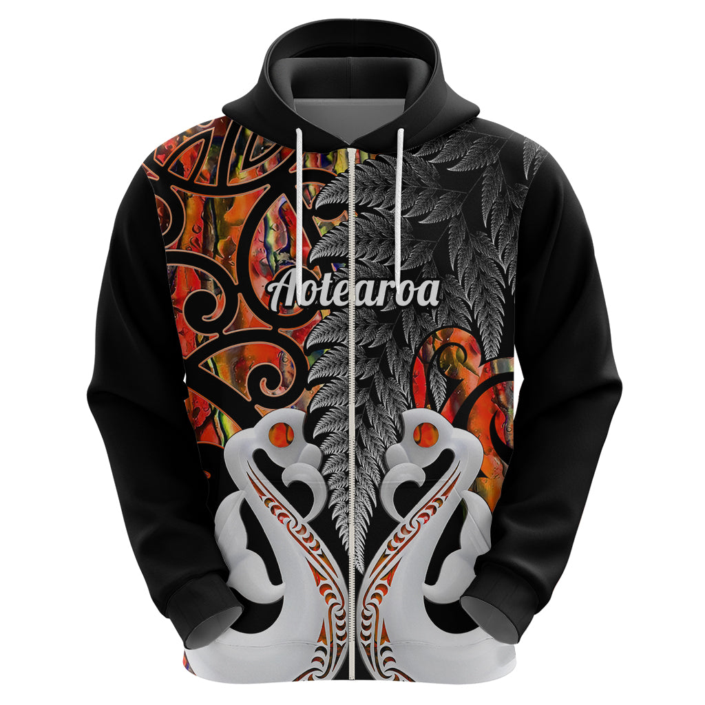 Custom New Zealand Hoodie Te Manaia Mangopare Maori And Fern Orange Style - Wonder Print Shop