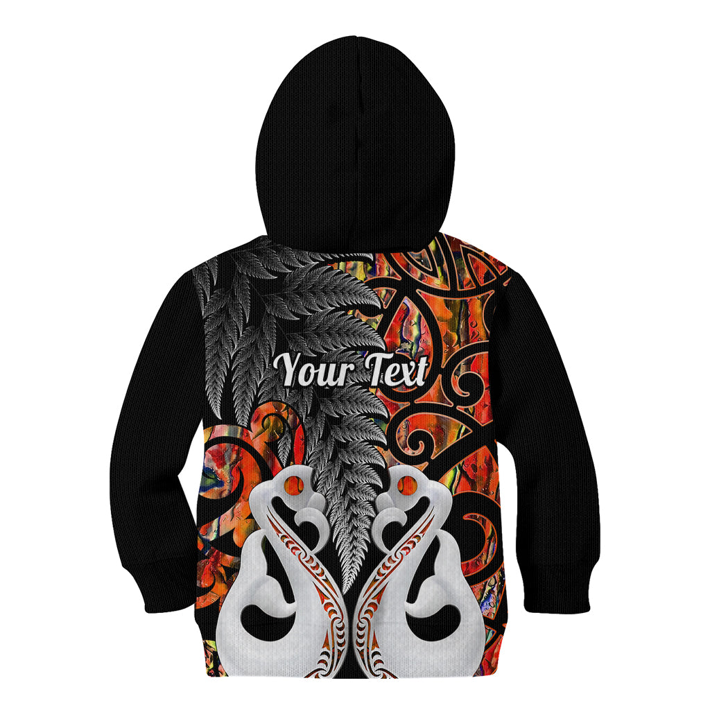 Personalised New Zealand Kid Hoodie Te Manaia Mangopare Maori And Fern Orange Style - Wonder Print Shop