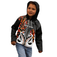 Personalised New Zealand Kid Hoodie Te Manaia Mangopare Maori And Fern Orange Style - Wonder Print Shop