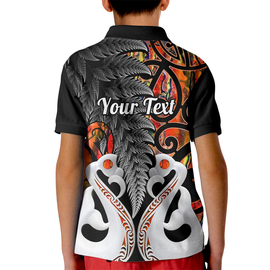 Custom New Zealand Polo Shirt for Kid Te Manaia Mangopare Maori And Fern Orange Style - Wonder Print Shop