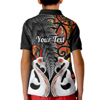 Custom New Zealand Polo Shirt for Kid Te Manaia Mangopare Maori And Fern Orange Style - Wonder Print Shop