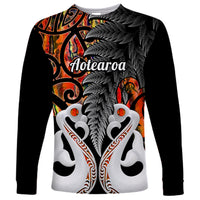 Personalised New Zealand Long Sleeve Shirt Te Manaia Mangopare Maori And Fern Orange Style - Wonder Print Shop