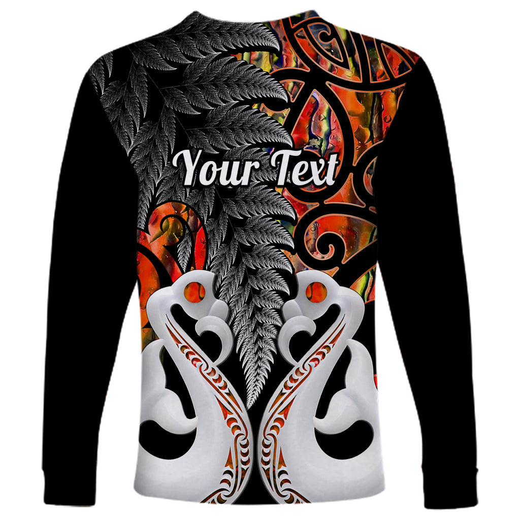 Personalised New Zealand Long Sleeve Shirt Te Manaia Mangopare Maori And Fern Orange Style - Wonder Print Shop