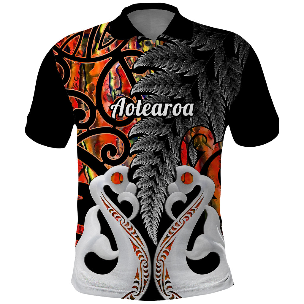 Custom New Zealand Polo Shirt Te Manaia Mangopare Maori And Fern Orange Style - Wonder Print Shop