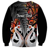 Personalised New Zealand Sweatshirt Te Manaia Mangopare Maori And Fern Orange Style - Wonder Print Shop