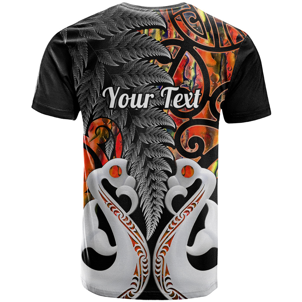 Personalised New Zealand T Shirt Te Manaia Mangopare Maori And Fern Orange Style - Wonder Print Shop