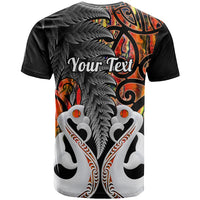 Personalised New Zealand T Shirt Te Manaia Mangopare Maori And Fern Orange Style - Wonder Print Shop