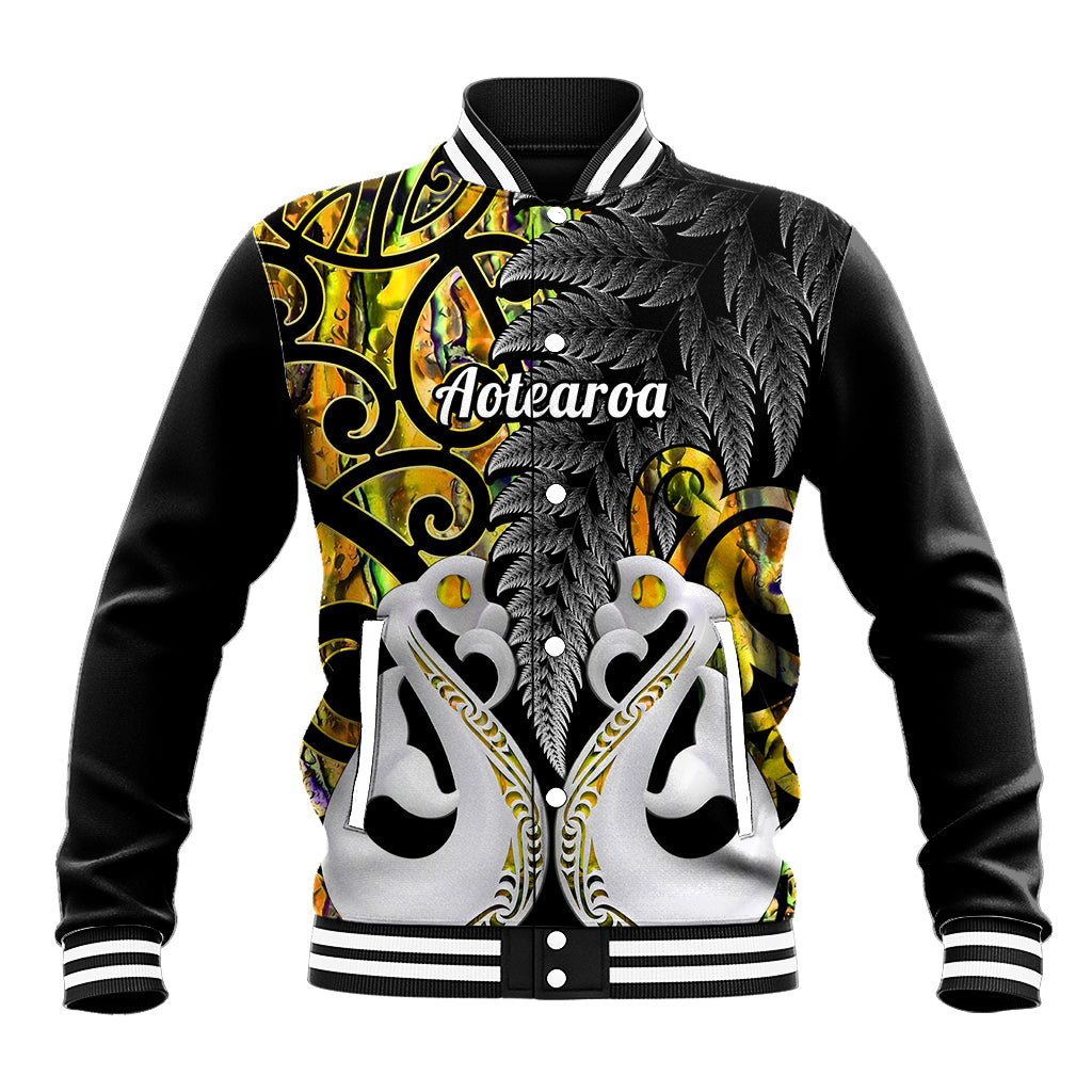 Personalised New Zealand Baseball Jacket Te Manaia Mangopare Maori And Fern Gold Style - Wonder Print Shop