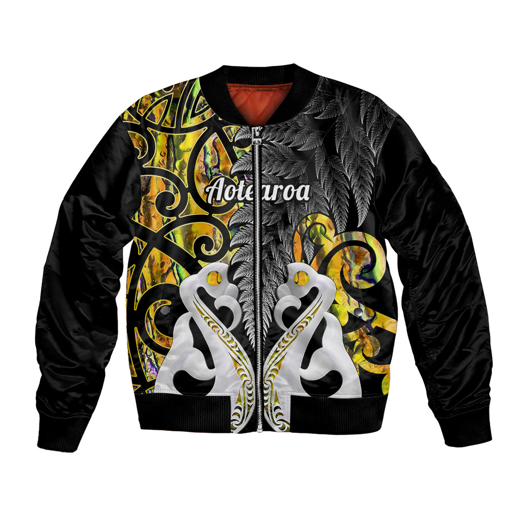 Personalised New Zealand Bomber Jacket Te Manaia Mangopare Maori And Fern Gold Style - Wonder Print Shop