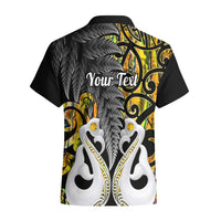 Personalised New Zealand Hawaiian Shirt Te Manaia Mangopare Maori And Fern Gold Style - Wonder Print Shop