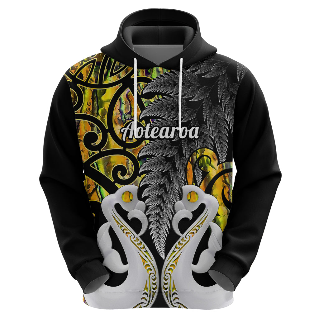 Custom New Zealand Hoodie Te Manaia Mangopare Maori And Fern Gold Style - Wonder Print Shop