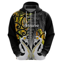 Custom New Zealand Hoodie Te Manaia Mangopare Maori And Fern Gold Style - Wonder Print Shop
