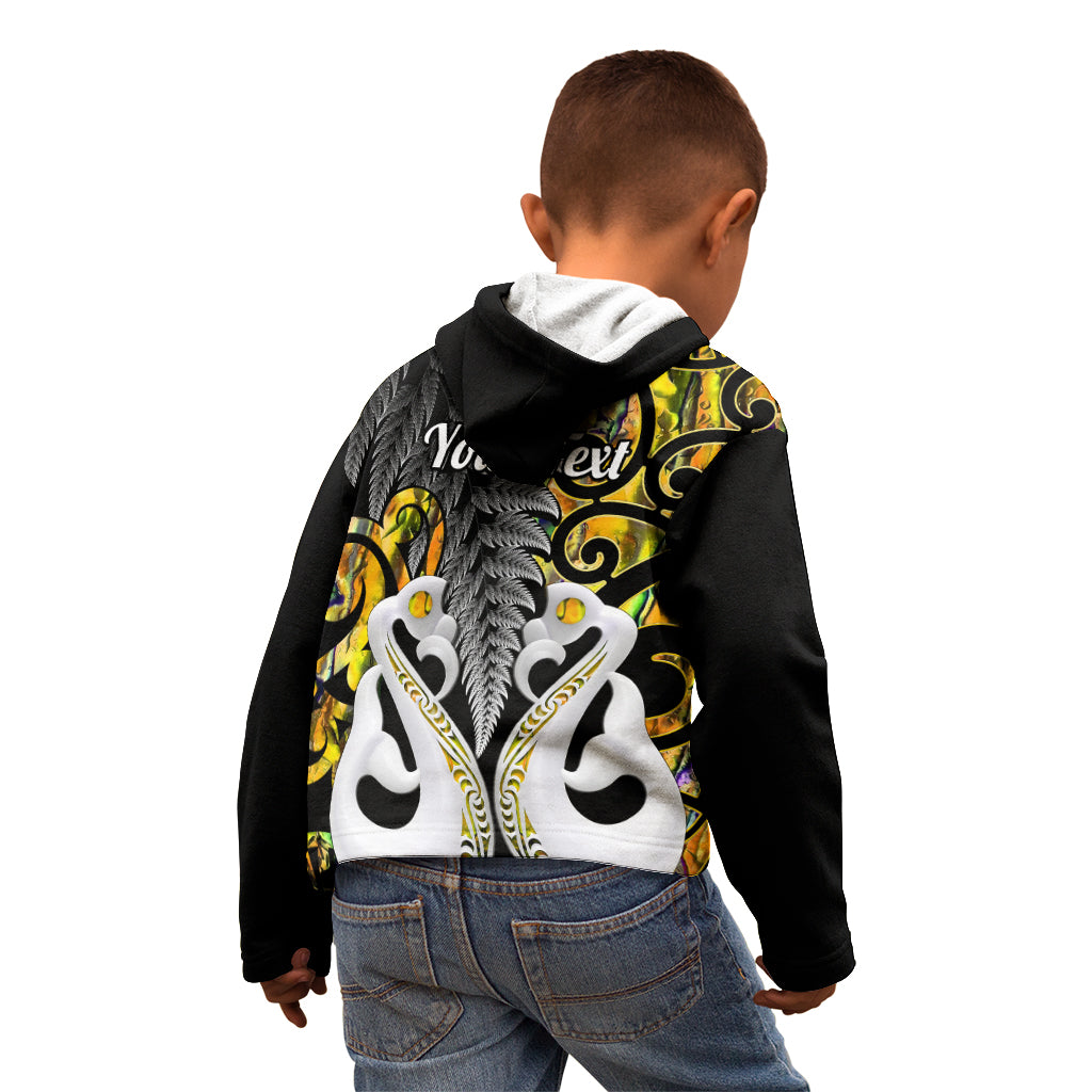 Personalised New Zealand Kid Hoodie Te Manaia Mangopare Maori And Fern Gold Style - Wonder Print Shop