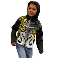 Personalised New Zealand Kid Hoodie Te Manaia Mangopare Maori And Fern Gold Style - Wonder Print Shop