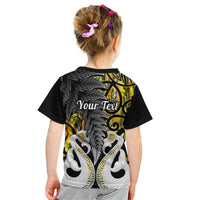 Personalised New Zealand Kid T Shirt Te Manaia Mangopare Maori And Fern Gold Style - Wonder Print Shop