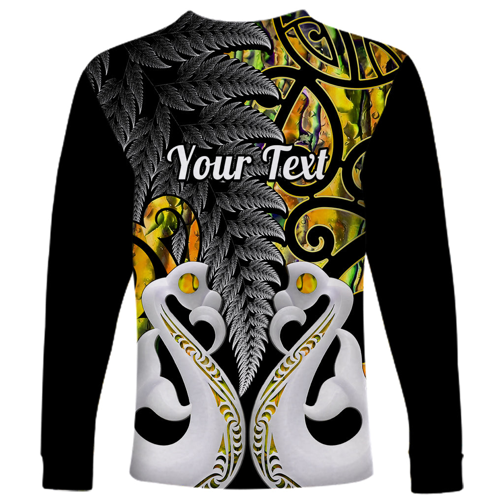 Personalised New Zealand Long Sleeve Shirt Te Manaia Mangopare Maori And Fern Gold Style - Wonder Print Shop