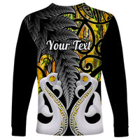 Personalised New Zealand Long Sleeve Shirt Te Manaia Mangopare Maori And Fern Gold Style - Wonder Print Shop