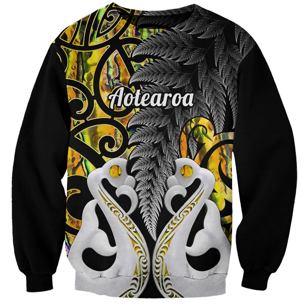 Personalised New Zealand Sweatshirt Te Manaia Mangopare Maori And Fern Gold Style - Wonder Print Shop