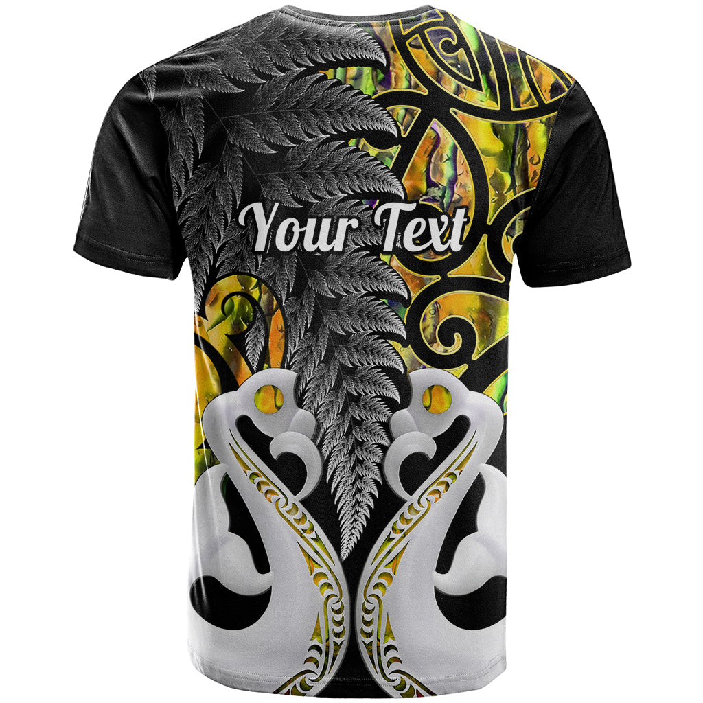 Personalised New Zealand T Shirt Te Manaia Mangopare Maori And Fern Gold Style - Wonder Print Shop
