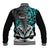 Personalised New Zealand Baseball Jacket Te Manaia Mangopare Maori And Fern Turquoise Style - Wonder Print Shop