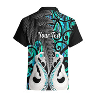 Personalised New Zealand Hawaiian Shirt Te Manaia Mangopare Maori And Fern Turquoise Style - Wonder Print Shop