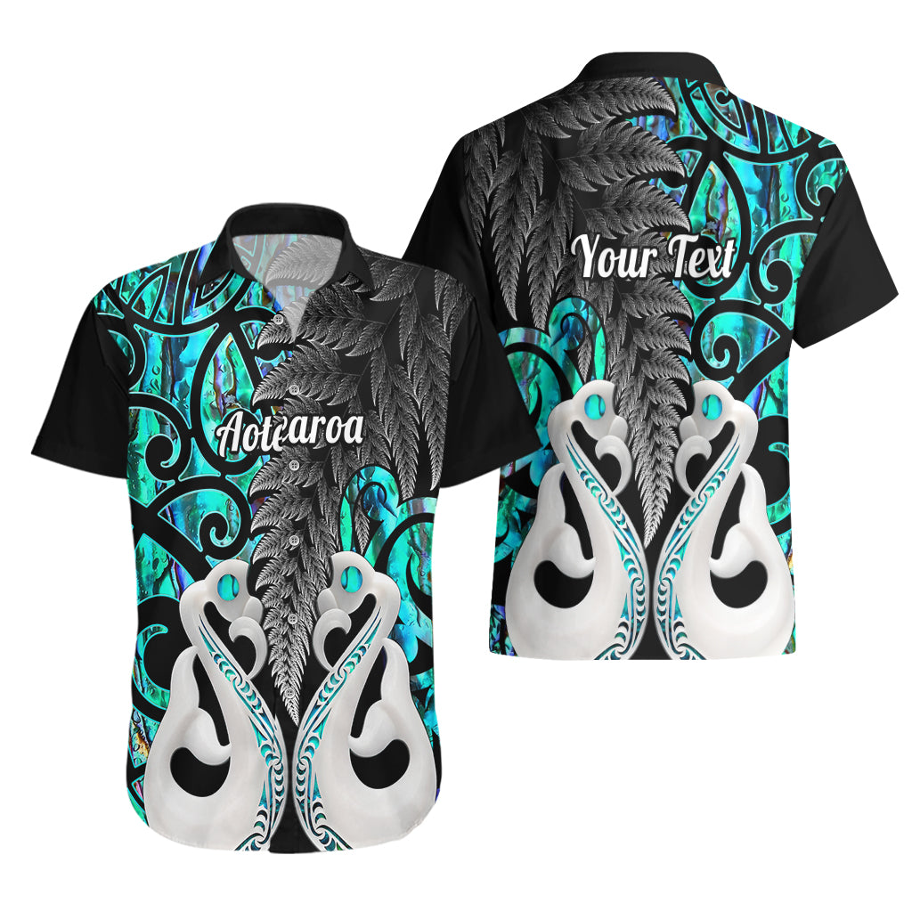 Personalised New Zealand Hawaiian Shirt Te Manaia Mangopare Maori And Fern Turquoise Style - Wonder Print Shop