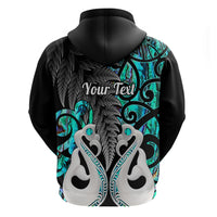 Custom New Zealand Hoodie Te Manaia Mangopare Maori And Fern Turquoise Style - Wonder Print Shop