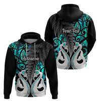 Custom New Zealand Hoodie Te Manaia Mangopare Maori And Fern Turquoise Style - Wonder Print Shop