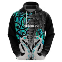 Custom New Zealand Hoodie Te Manaia Mangopare Maori And Fern Turquoise Style - Wonder Print Shop