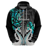 Custom New Zealand Hoodie Te Manaia Mangopare Maori And Fern Turquoise Style - Wonder Print Shop