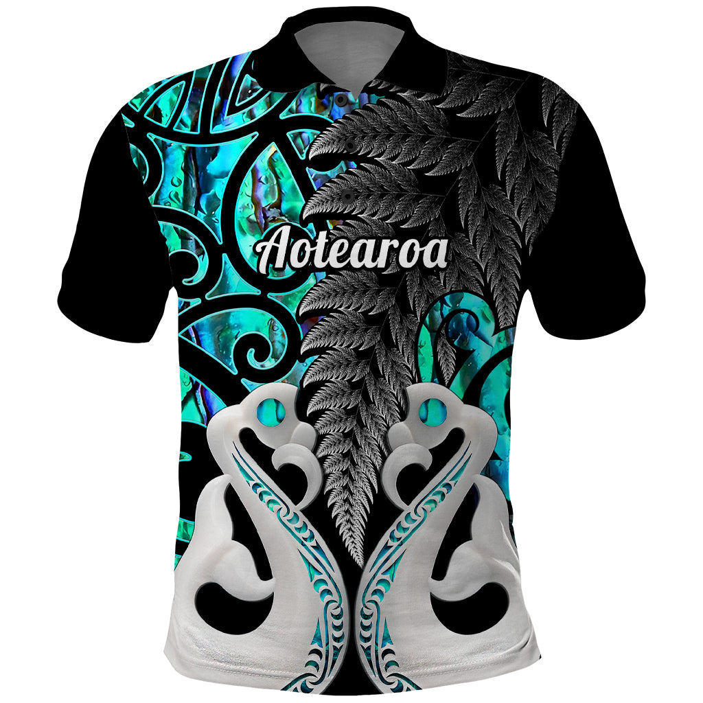 Custom New Zealand Polo Shirt Te Manaia Mangopare Maori And Fern Turquoise Style - Wonder Print Shop