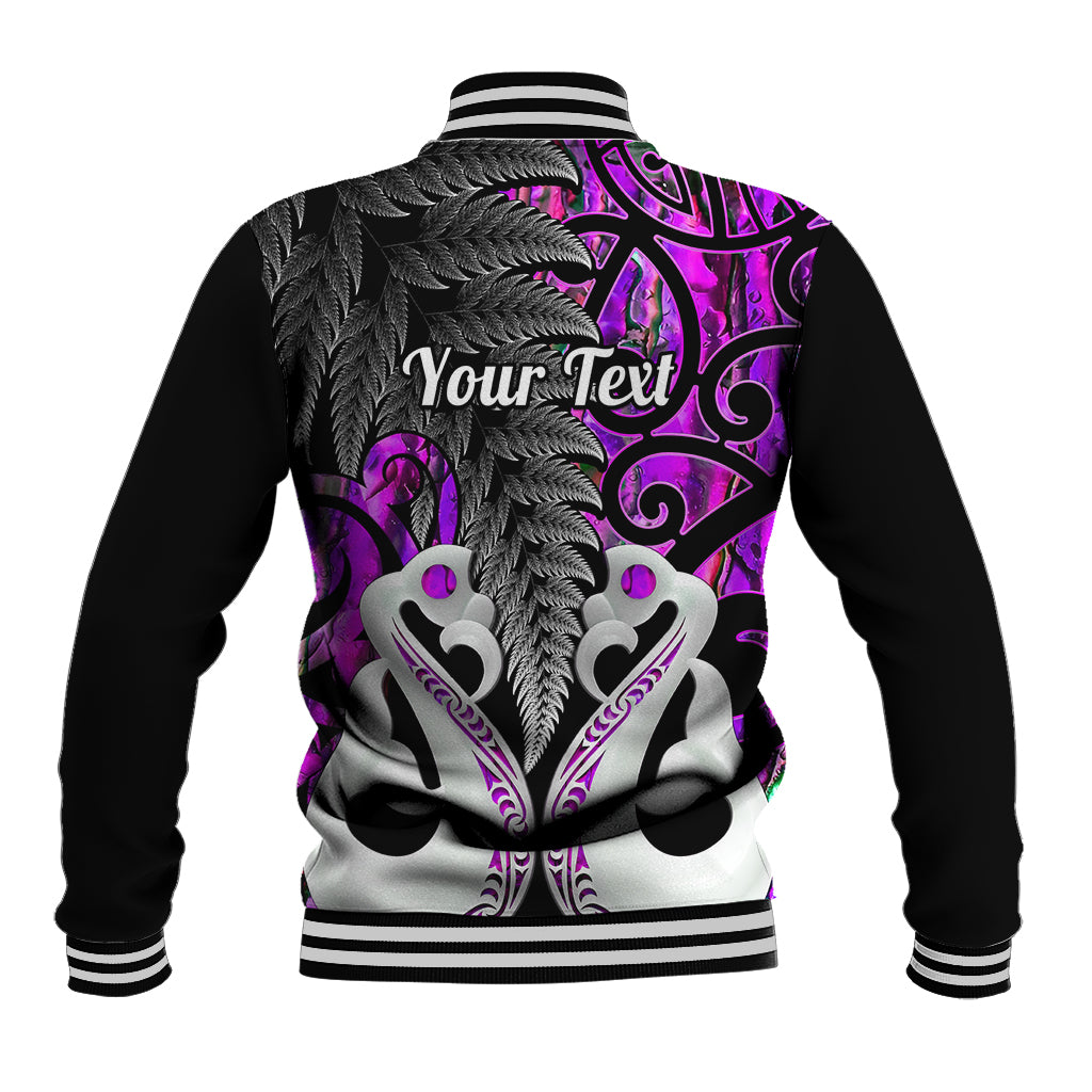 Personalised New Zealand Baseball Jacket Te Manaia Mangopare Maori And Fern Purple Style - Wonder Print Shop
