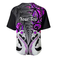 Personalised New Zealand Baseball Jersey Te Manaia Mangopare Maori And Fern Purple Style - Wonder Print Shop