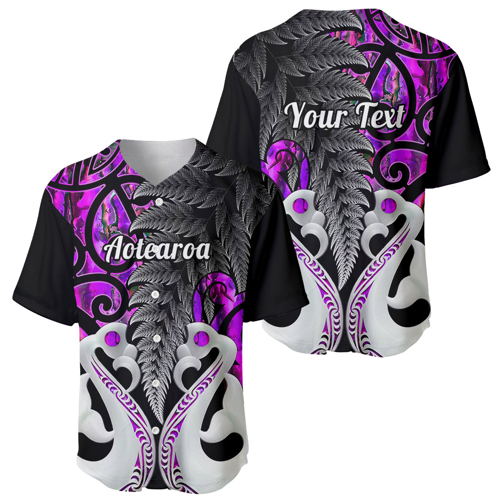 Personalised New Zealand Baseball Jersey Te Manaia Mangopare Maori And Fern Purple Style - Wonder Print Shop