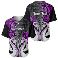 Personalised New Zealand Baseball Jersey Te Manaia Mangopare Maori And Fern Purple Style - Wonder Print Shop