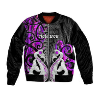 Personalised New Zealand Bomber Jacket Te Manaia Mangopare Maori And Fern Purple Style - Wonder Print Shop