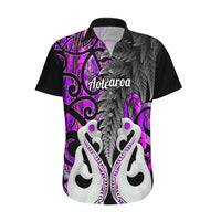 Personalised New Zealand Hawaiian Shirt Te Manaia Mangopare Maori And Fern Purple Style - Wonder Print Shop