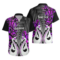 Personalised New Zealand Hawaiian Shirt Te Manaia Mangopare Maori And Fern Purple Style - Wonder Print Shop