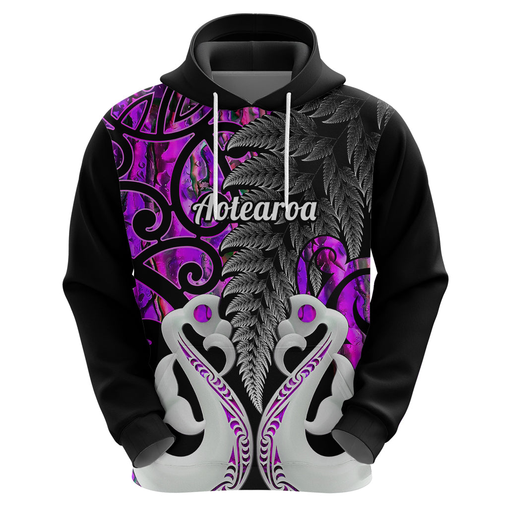 Custom New Zealand Hoodie Te Manaia Mangopare Maori And Fern Purple Style - Wonder Print Shop