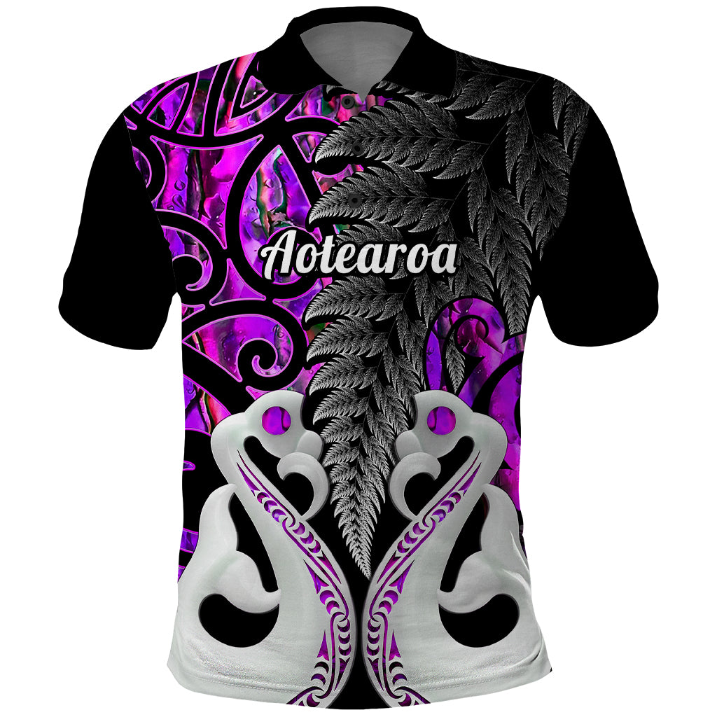 Custom New Zealand Polo Shirt Te Manaia Mangopare Maori And Fern Purple Style - Wonder Print Shop